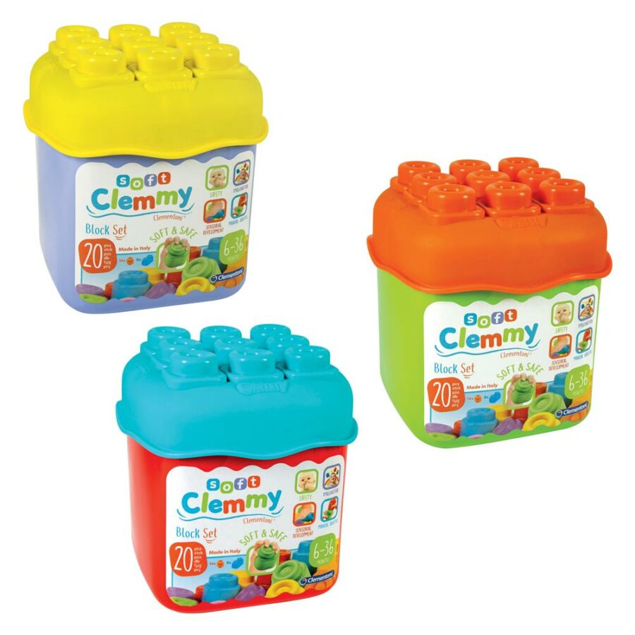 Baby Clementoni - Soft Clemmy Μαλακά Premium Τουβλάκια Σε Κουβά 20 Τμχ Για 6-36 Μηνών