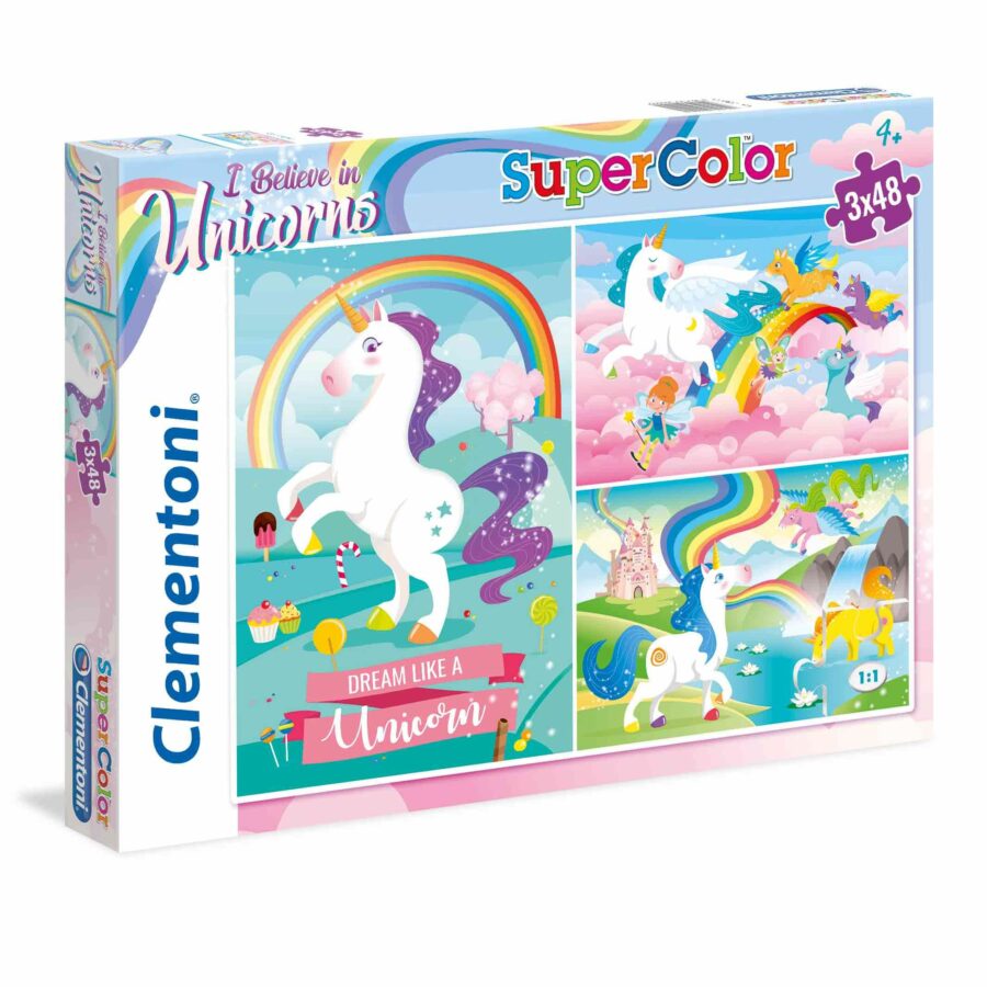 Clementoni - Clementoni Παιδικό Παζλ Super Color I Believe In Unicorns 3x48 τμχ