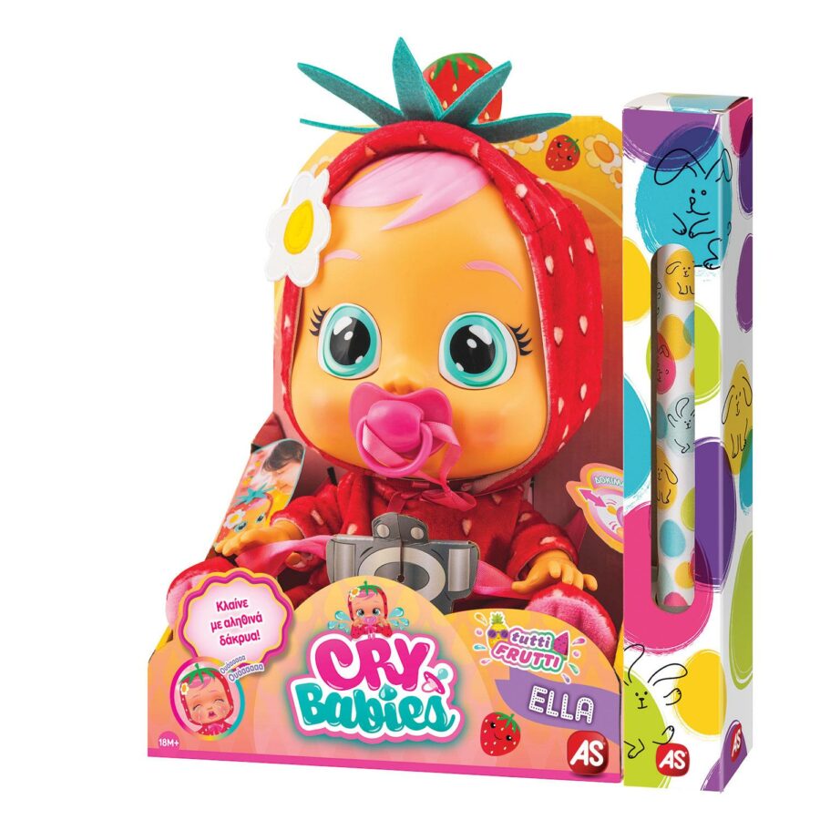 Cry Babies - Λαμπάδα Cry Babies Κλαψουλίνια Tutti Frutti Ella - Διαδραστική Κούκλα Φράουλα - Αληθινά Δάκρυα